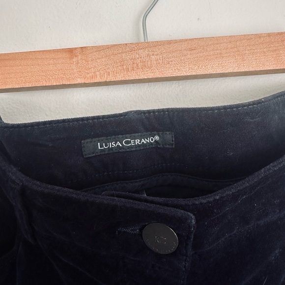 Luisa Cerano Velvet Straight Leg Trouser Pants in Navy Blue - Picture 5 of 7